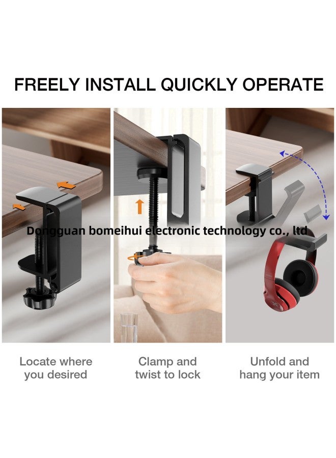 South Korea Explosions Folding Headset Bracket Display Rack Backpack Hanger Desktop Punch-free Aluminum Alloy Bracket-Color:Black  - Image 2