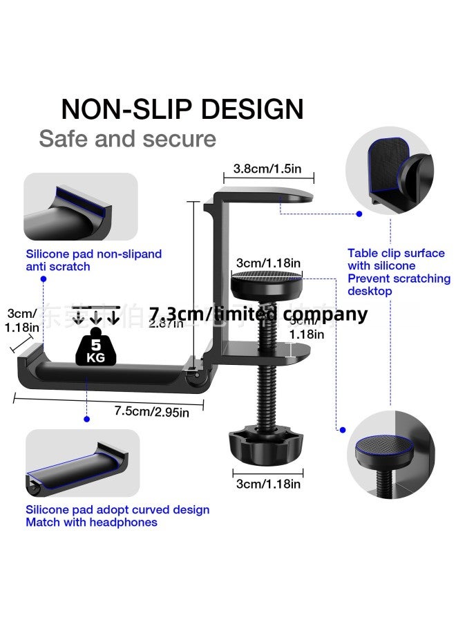 South Korea Explosions Folding Headset Bracket Display Rack Backpack Hanger Desktop Punch-free Aluminum Alloy Bracket-Color:Black  - Image 4