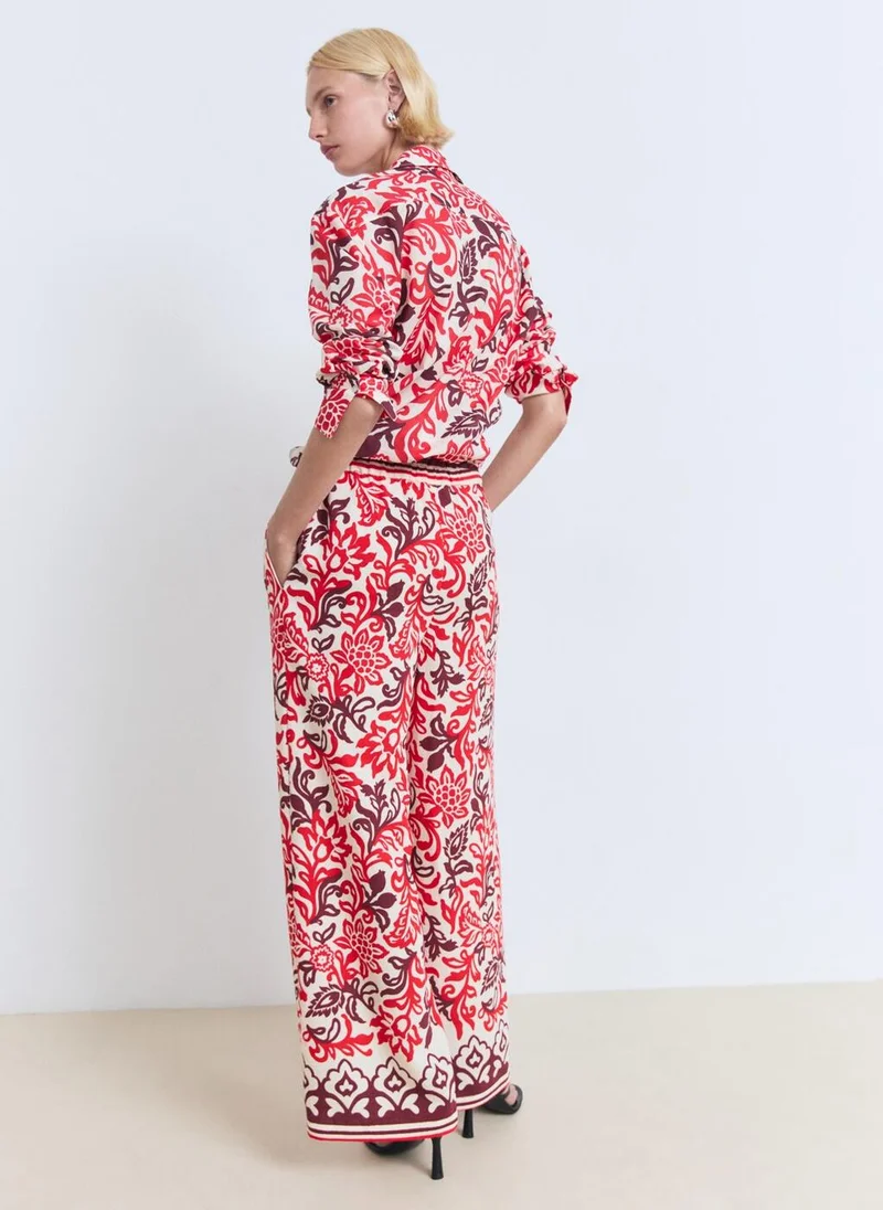 MANGO Flowy Printed Trousers