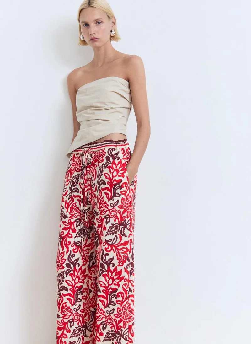 MANGO Flowy Printed Trousers