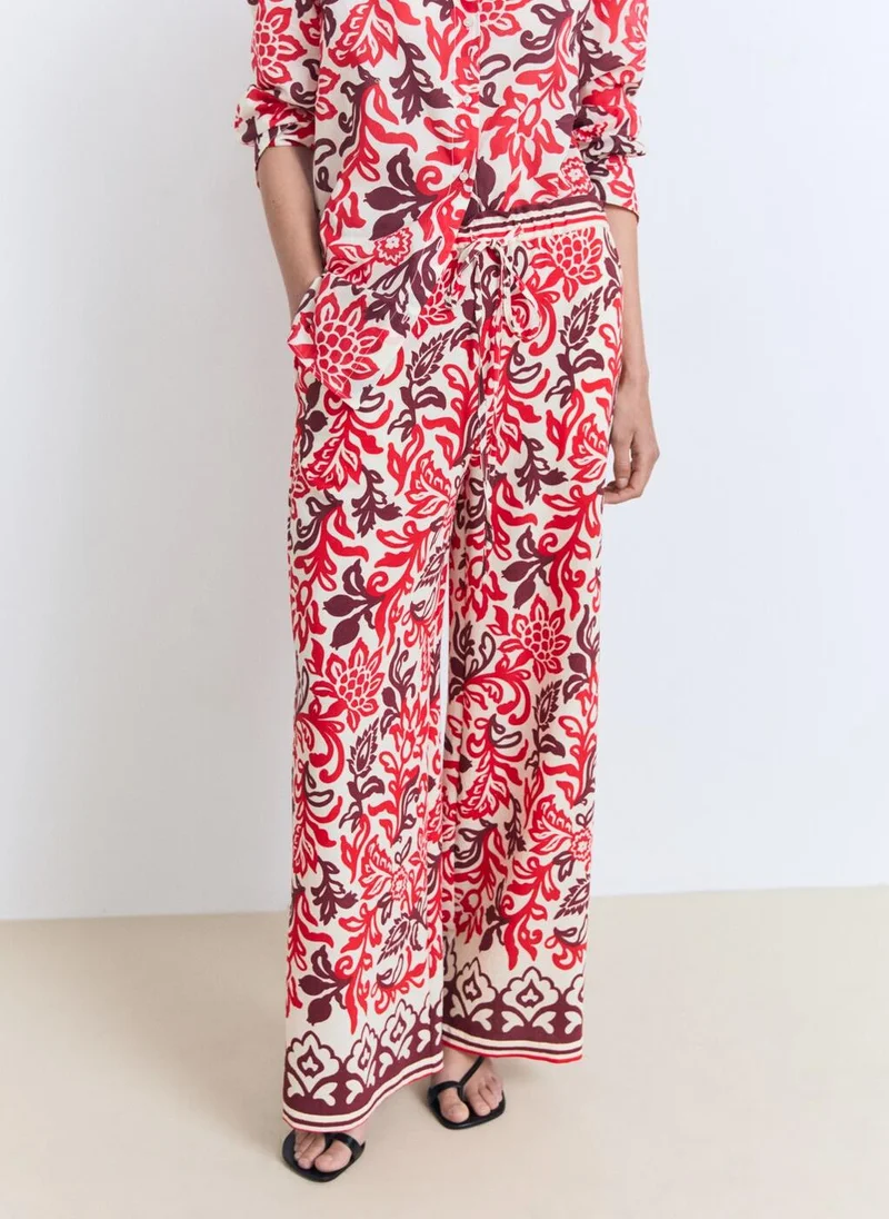 MANGO Flowy Printed Trousers