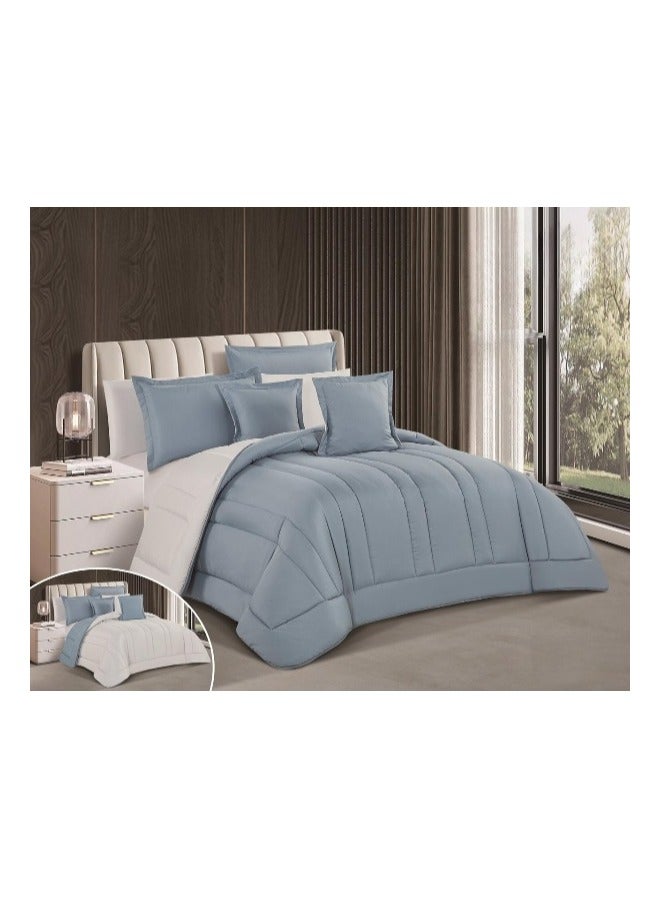 Double-sided double-sided plain bed quilt cover, made up of 8 microfiber pieces, size 240X260 - Image 1