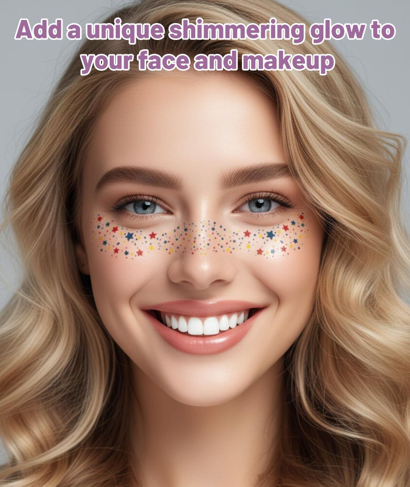 FFZDENA 8 Sheets Face Glitter, Temporary Face Stickers for Women, Waterproof Tattoo Stickers for Parties, Festivals, Photo Shoots, Body Shimmer, Eye Makeup Sticker, Glitter Powder, Freckle Design - Image 5