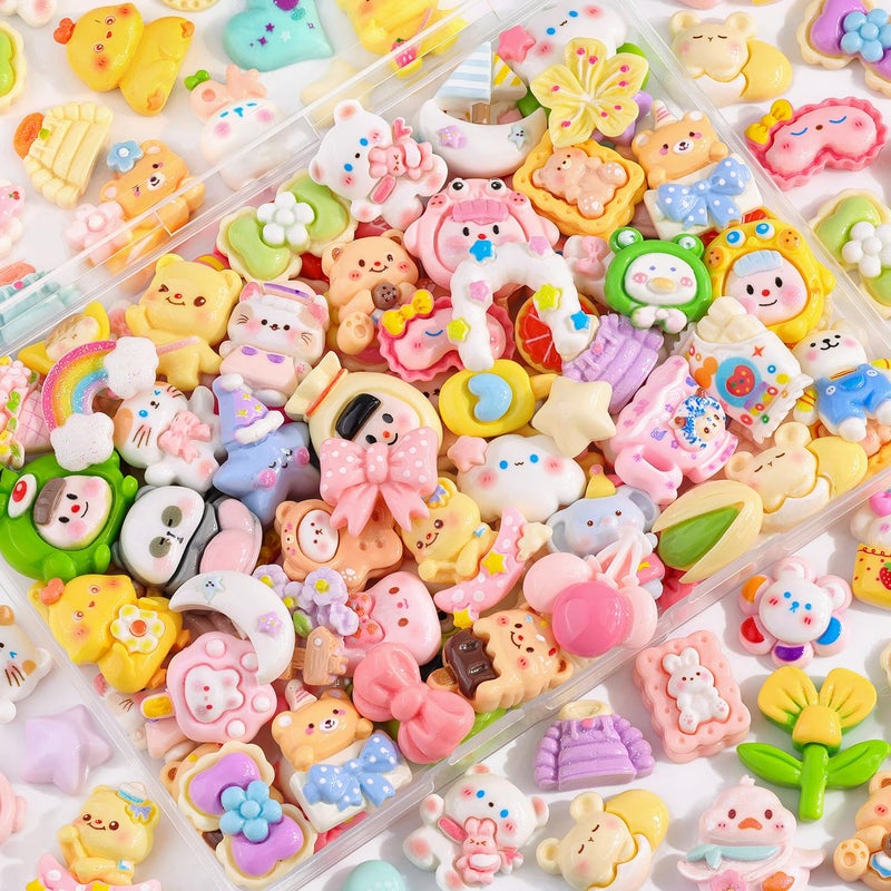Glitzest 100PCS TINKRSTUFF Slime Charms Cute Flatback Resin Charms for Slime, Random Kawaii Decoden Charm for Embellishments Phone Junk Case Charms Bulk, Hairpins Scrapbooking Crafting & DIY Decoration - Image 1