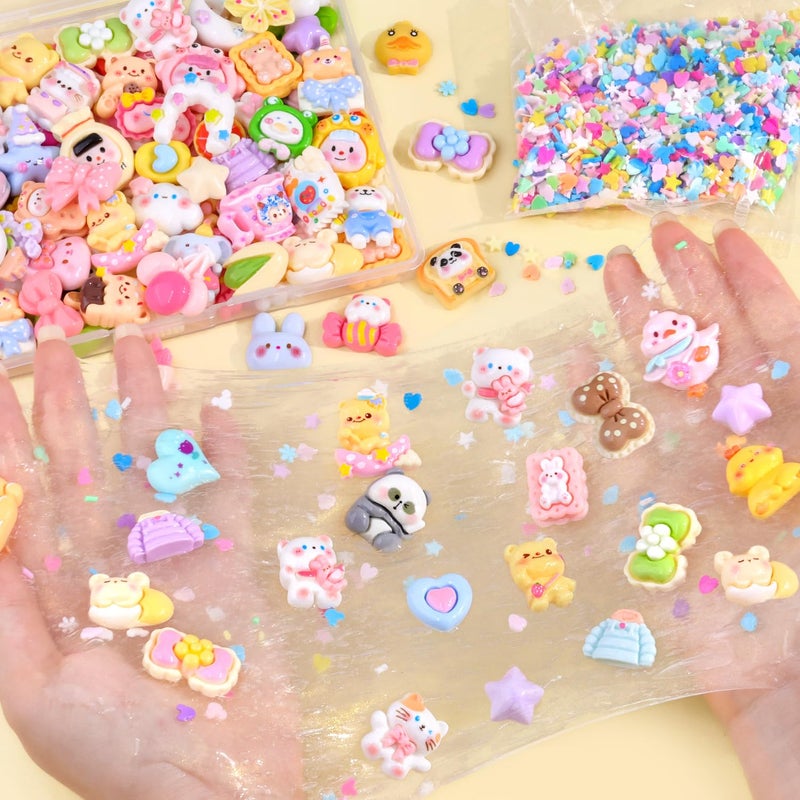 Glitzest 100PCS TINKRSTUFF Slime Charms Cute Flatback Resin Charms for Slime, Random Kawaii Decoden Charm for Embellishments Phone Junk Case Charms Bulk, Hairpins Scrapbooking Crafting & DIY Decoration - Image 5
