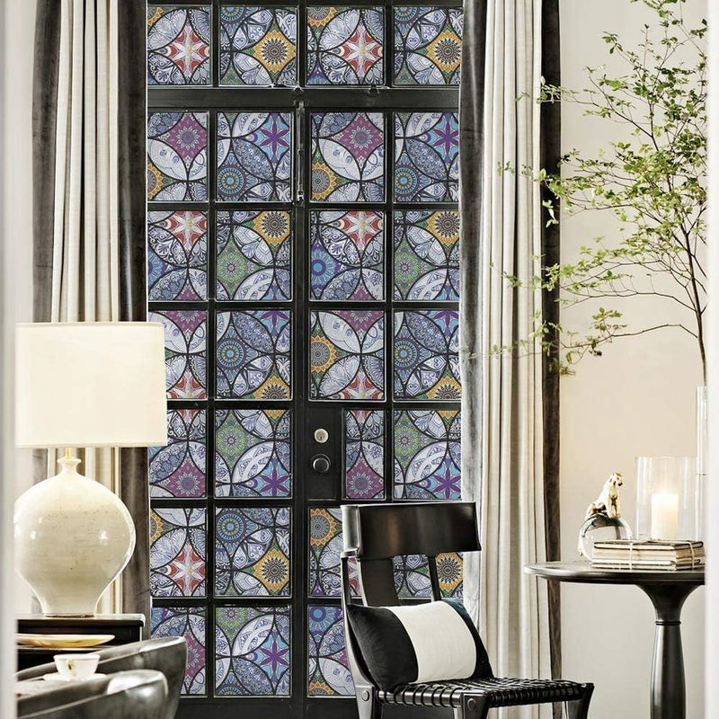 DKTIE Window Film Vinyl Non Adhesive Privacy Film Stained Glass Window Film for Bathroom Shower Door Heat Cotrol Anti UV 44.5x200cm - Image 5