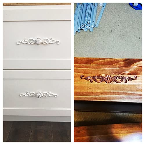 MUXSAM Wood Appliques Decorative Carved Onlays, Long Wooden Decals DIY Furniture Decor Rosette Carvings for Door Cabinet Mirror Dresser Bed Wall Fireplace Mantels, 2-Pack, 27x4cm/10.7"x1.6" - Image 5