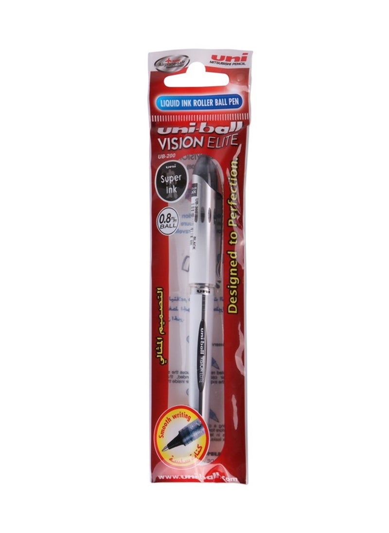 Uniball Vision Elite Roller Pen 0.8mm Tip Black Ink  - Image 2