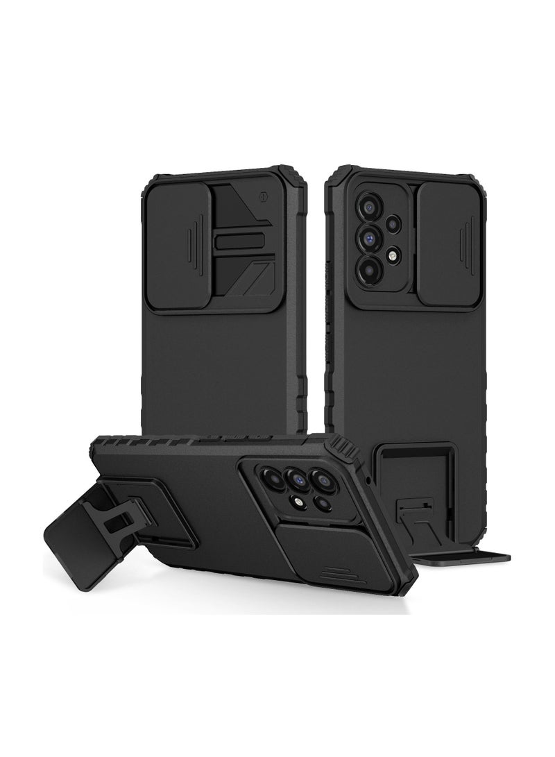 Samsung Galaxy A53 5G Black Mobile Phone Case Cover, Innovative Telescopic Bracket, Sliding Protection Camera Window, Bumper Shockproof Phone Back Cover - Image 1