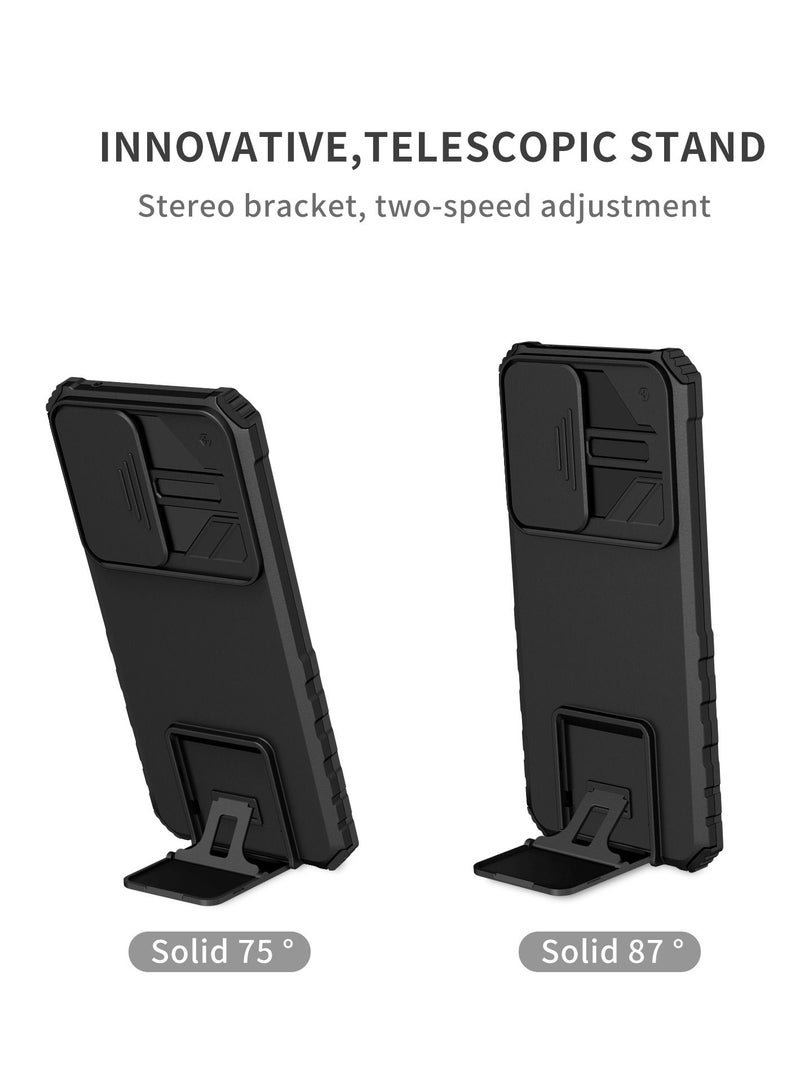 Samsung Galaxy A53 5G Black Mobile Phone Case Cover, Innovative Telescopic Bracket, Sliding Protection Camera Window, Bumper Shockproof Phone Back Cover - Image 2