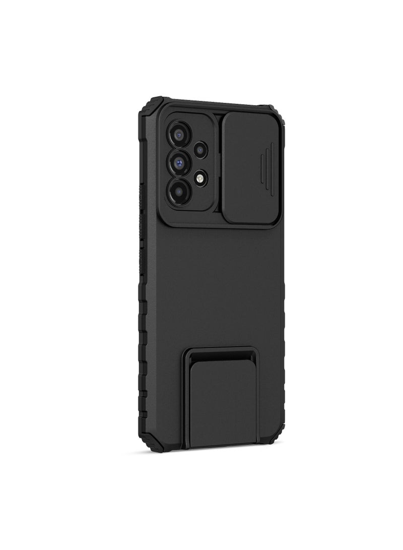 Samsung Galaxy A53 5G Black Mobile Phone Case Cover, Innovative Telescopic Bracket, Sliding Protection Camera Window, Bumper Shockproof Phone Back Cover - Image 5