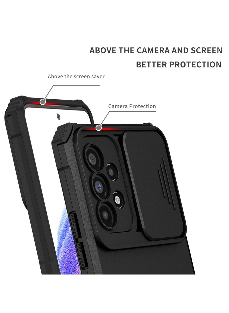 Samsung Galaxy A53 5G Black Mobile Phone Case Cover, Innovative Telescopic Bracket, Sliding Protection Camera Window, Bumper Shockproof Phone Back Cover - Image 3