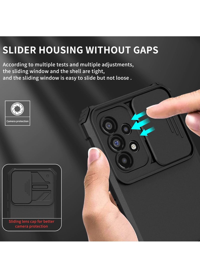 Samsung Galaxy A53 5G Black Mobile Phone Case Cover, Innovative Telescopic Bracket, Sliding Protection Camera Window, Bumper Shockproof Phone Back Cover - Image 4