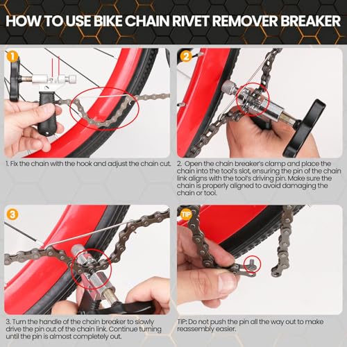 Oumers Bike Chain Repair Tools Set, Bicycle Chain Break Tool, Master Link Pliers, Bike Wear Checker Indicator Opener Closer Remover Pliers - Image 3