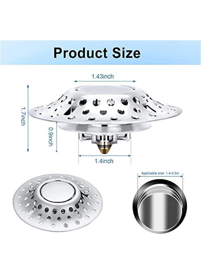 Universal Bathtub Stopper, for 1.4-2.0 Inch Basin Pop up Drain Cover Bathroom Sink Strainer, 2 in 1 Double Anti-Clogging Bath Tub Drain Plug with Hair Catcher  - Image 2
