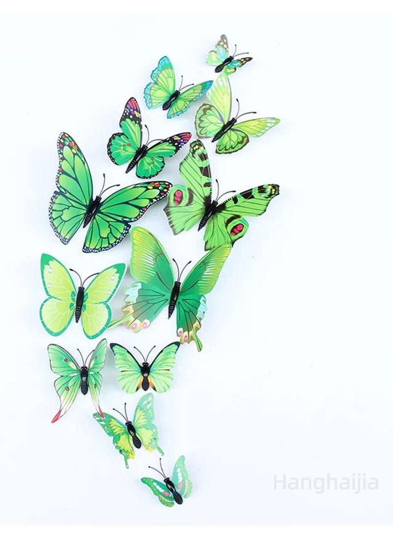 Hanghaijia 12 PCS 3D Simulation Butterfly Wall Fridge Stickers Decorations Photography Props  - Image 1