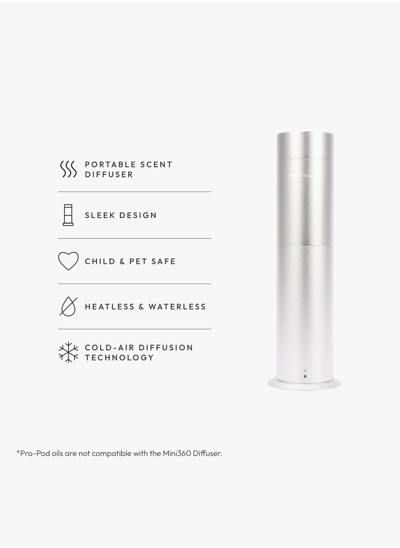 Mini Pro Essential Oil Diffuser - 600 sq ft Coverage - Aromatherapy Scent Diffuser for Home - Air Freshener - Compatible with Pro-Pod Oil- Silver