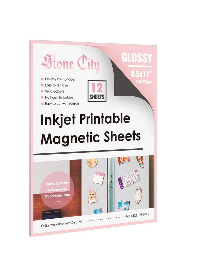 Printable Magnetic Sheets Make Refrigerator Photo Magnet Glossy Print Paper 12Mil Thickness For Inkjet Printers 8.5X 11 Inches 12 Sheets
