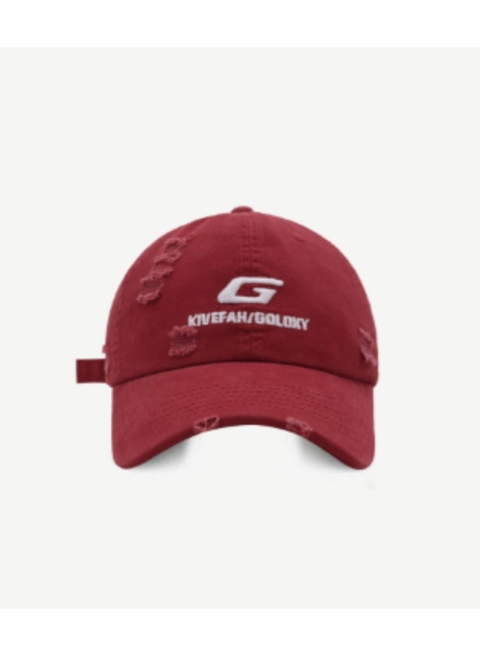 Burgundy Distressed Baseball Cap with "KIVEFAH/GLORY" Logo  55-59cm