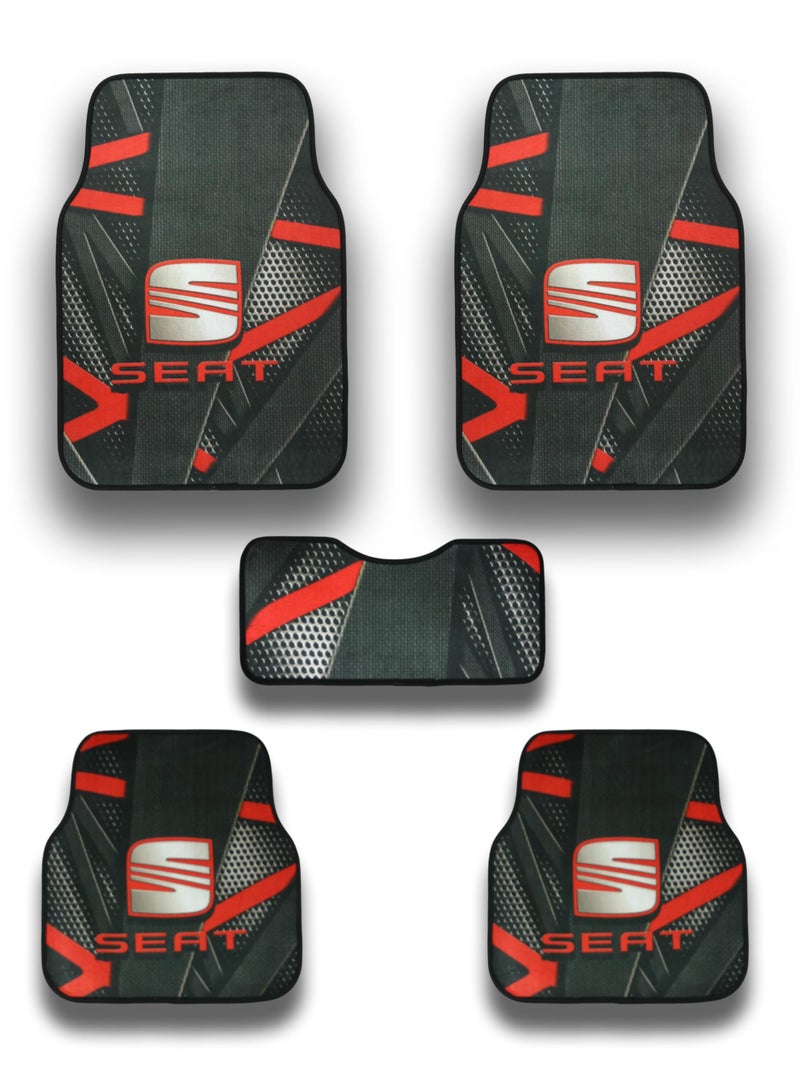 Universal Car Floor Mats Set 5 Pieces Compatible With SEAT Vehicles Anti Slip Design Durable Easy To Clean Protects Interior From Dirt Dust Mud Water And Daily Spills Front Rear And Center Mats For Daily Use - Image 1