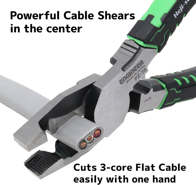 Engineer 8.5" Shearing Linesman Pliers Cable/Wire Cutter Blades for Electrician Work, Screw Extractor Jaws For φ0.1-0.37 inch screws (3-9.5 mm) - Image 2