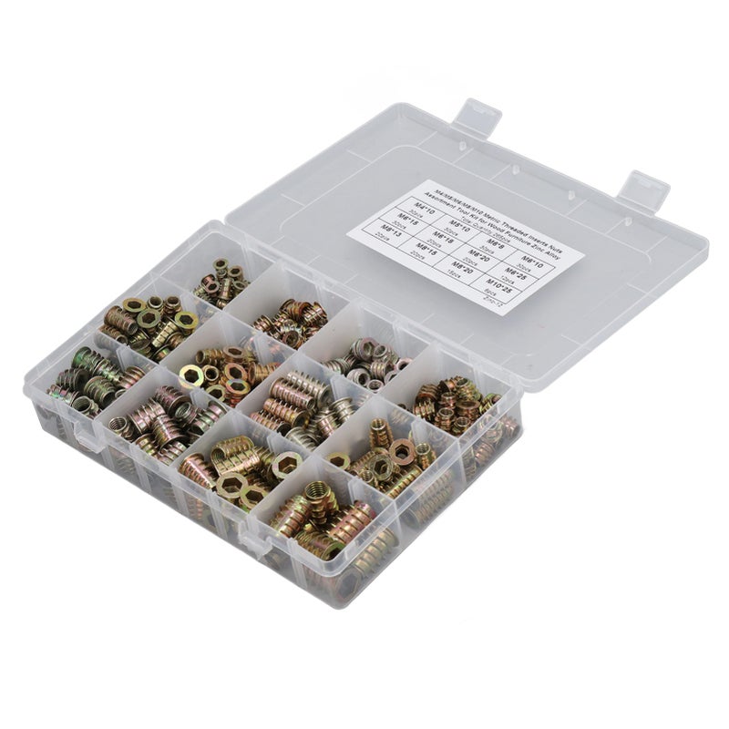 265Pcs Threaded Inserts Nuts Assortment Tool Kit Zinc Alloy Furniture Bolt for Pine Wood Plywood M4 M5 M6 M8 M10 - Image 2