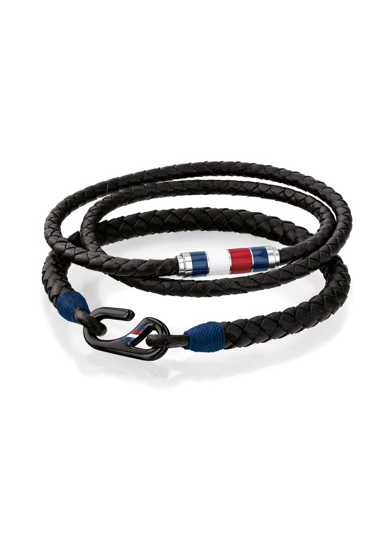 TOMMY HILFIGER TH JEWELRY CASUAL MENS LEATHER & STEEL BRACELET - 2790056 