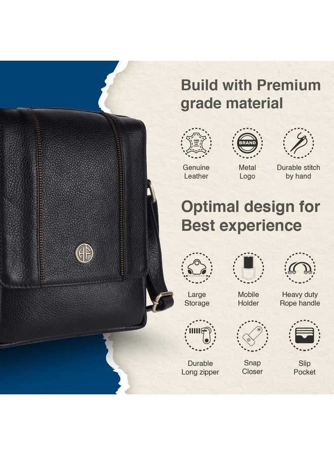HAMMONDS FLYCATCHER HAMMONDS FLYCATCHER Genuine Leather Sling Bag for Men, Stylish and Spacious Side Bag for Men, Crossbody Bag for Men Daily Use, Travel, Adjustable Strap, 1 Year Warranty - Black  - Image 3
