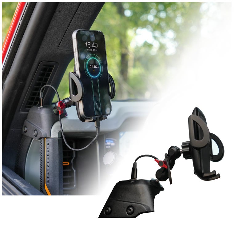 Aigmux Phone Holder with Charging C Port for Ford Bronco 2021 2022 2023 2024 2025, Adjustable Angle 360Â° Phone Holder for Bronco Accessories (with Charging Stand) - Image 1