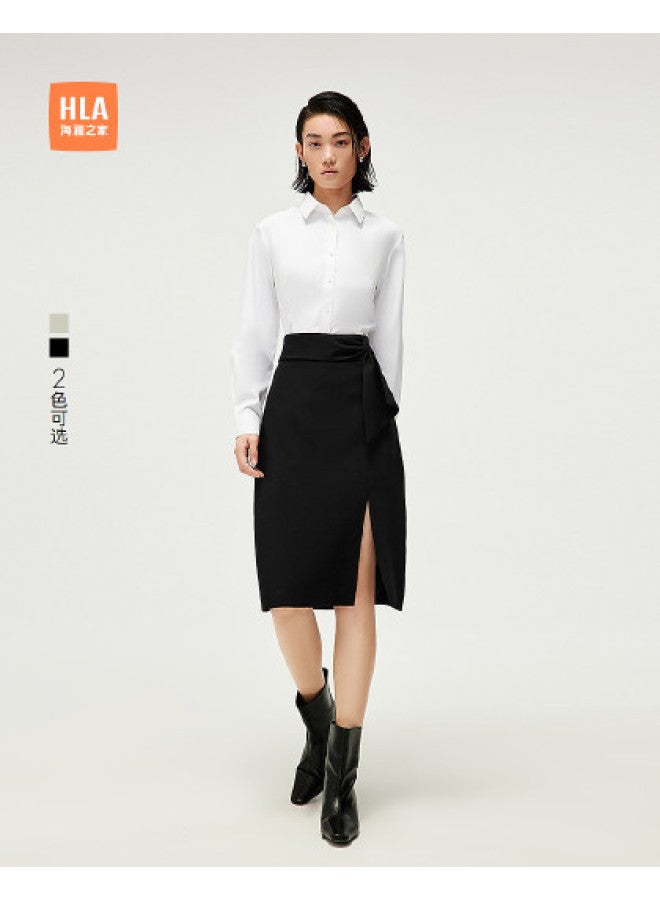 HLA 25 تنورة ضيقة مزينة من الأمام بفتحة جانبية صيفية للسيدات نصف تنورة - Image 1