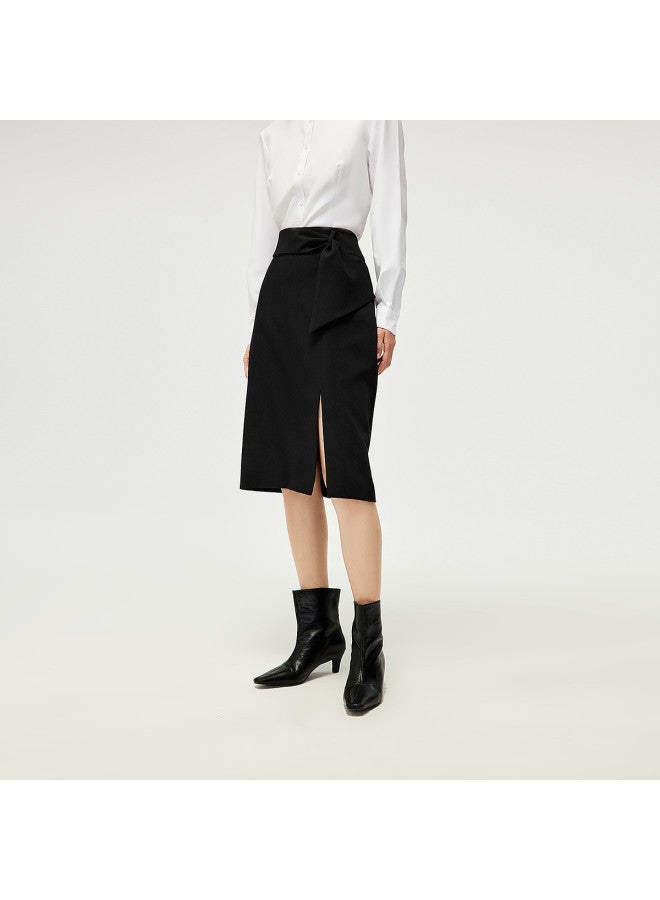 HLA 25 تنورة ضيقة مزينة من الأمام بفتحة جانبية صيفية للسيدات نصف تنورة - Image 4