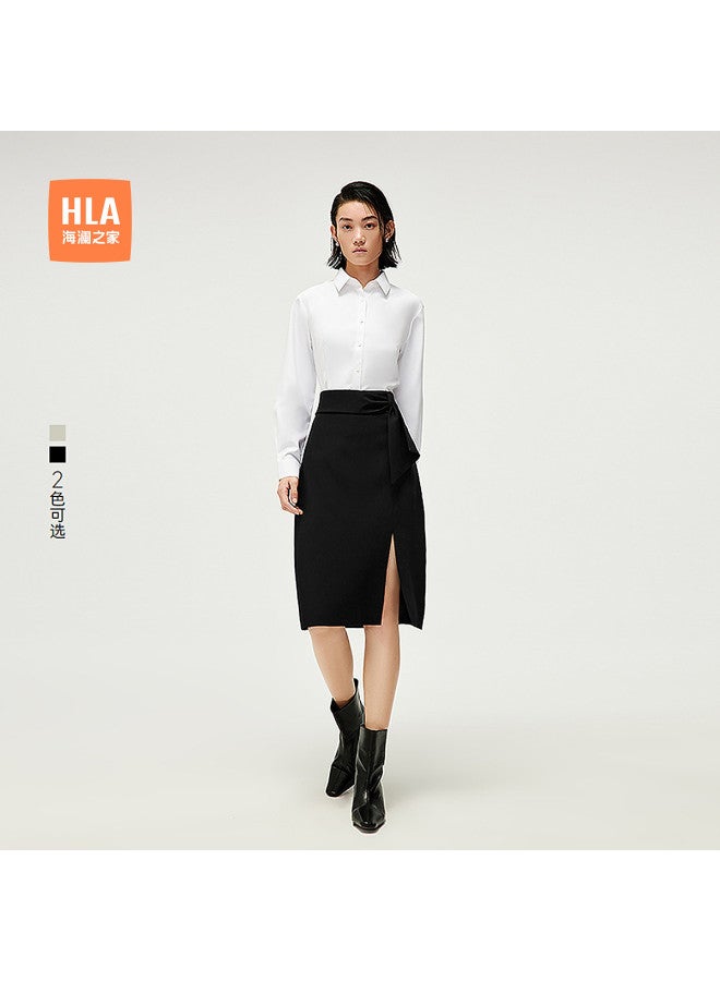 HLA 25 تنورة ضيقة مزينة من الأمام بفتحة جانبية صيفية للسيدات نصف تنورة - Image 2