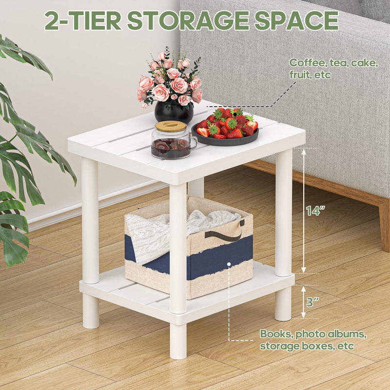 LEJANEOYE Outdoor Side Table, 2-Tier Small Outdoor Table for Patio, Adirondack Side Tables for Outside or Indoor, Bamboo End Table for Pool, Porch, Weather Resistant Easy Maintenance - Image 2