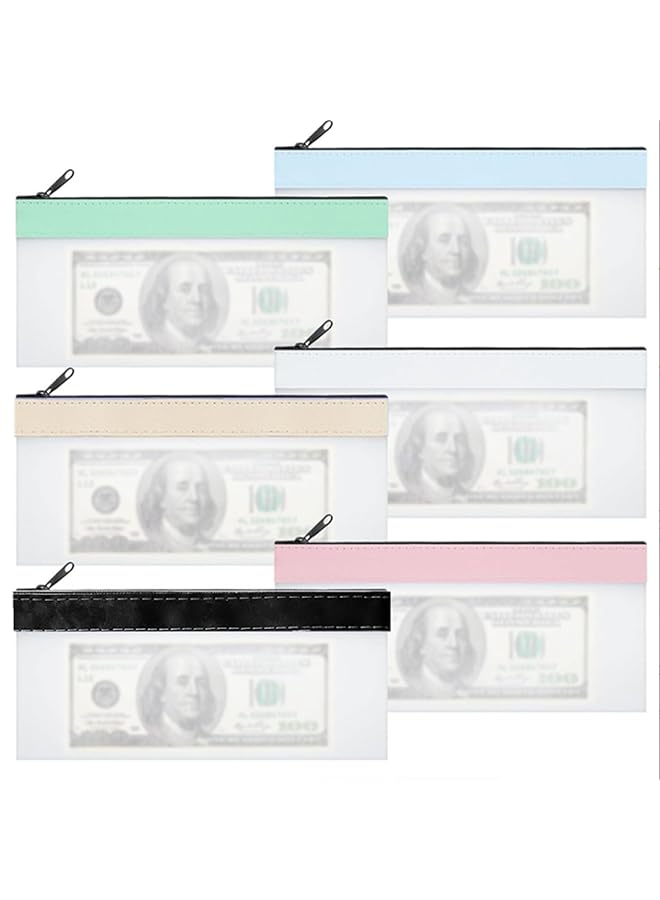 إيروريكس 6 قطع من أكياس النقود وأظرف النقود مقاس 7.6 × 3.7 بوصة، أكياس نقود شفافة، أكياس إيداع بنكية، حقيبة بنكية، حقيبة نقود، حقيبة عملات معدنية بسحاب، محفظة شيكات متعددة الأغراض لهواة الجمع - Image 1