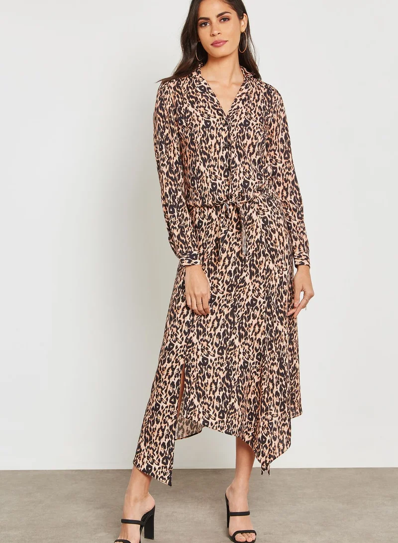 Miss Selfridge Front Tie Animal Print Shirt