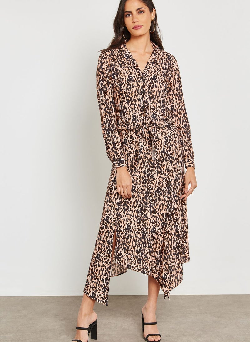Front Tie Animal Print Shirt