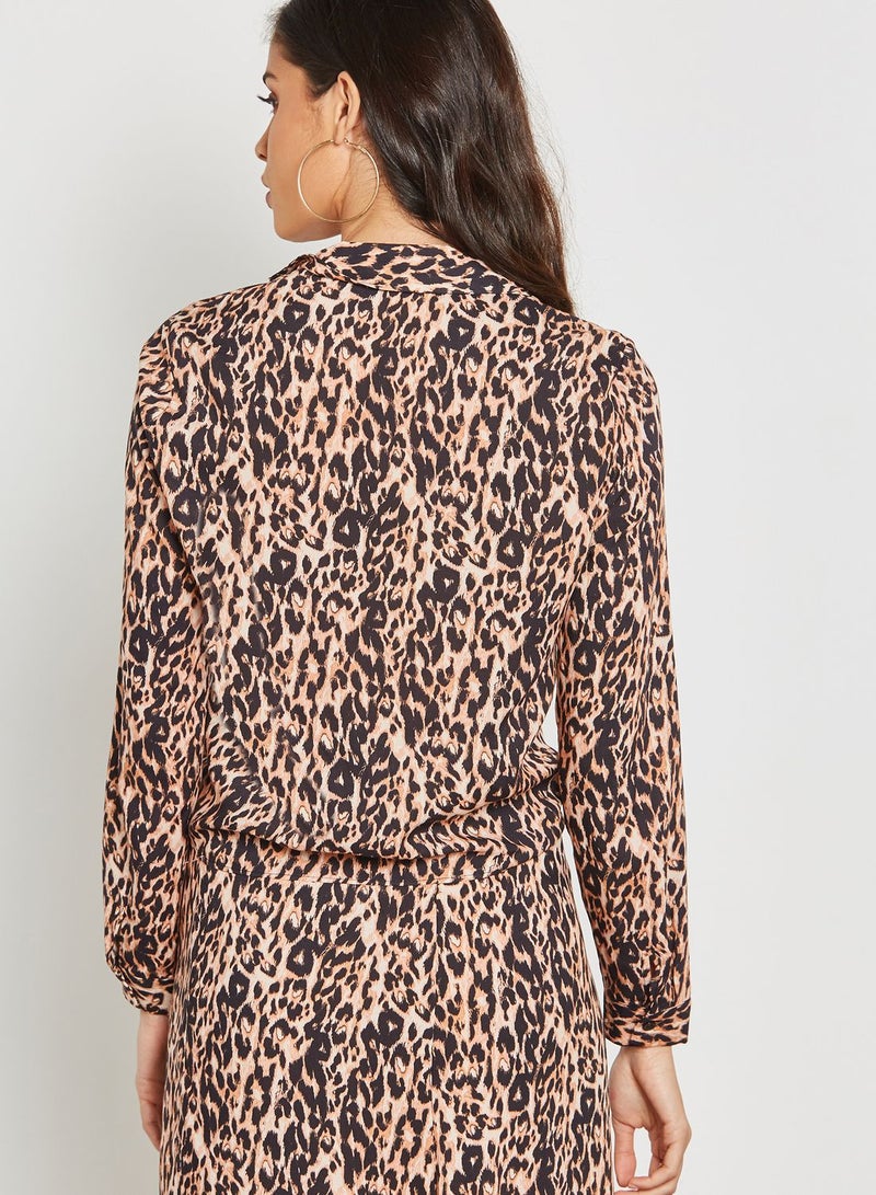 Front Tie Animal Print Shirt