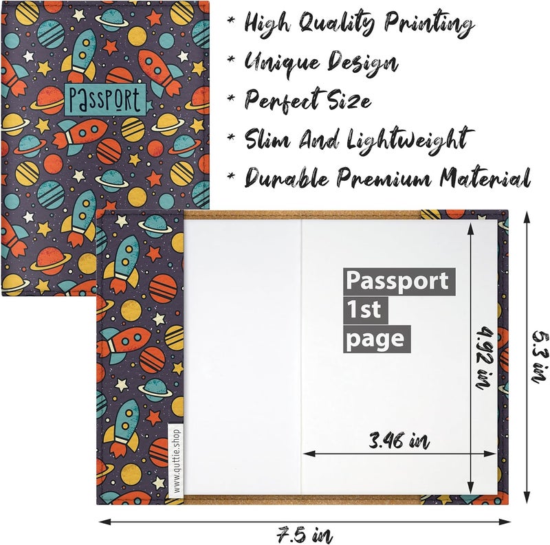 Quttie Passport Cover for Kids, Women and Men, Cute Travel Passport Holder (Dark Space) - Image 2