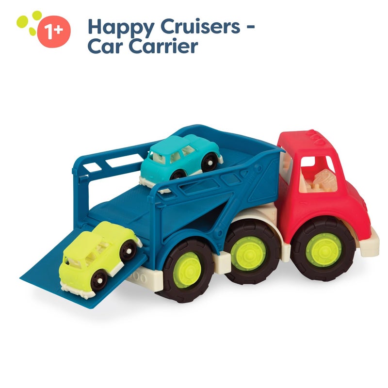 B. Toys â€“ Car Carrier Truck â€“ Toy Car Carrier â€“ 2 Mini Cars â€“ Toy Trucks for Toddlers, Kids â€“ 12+ Months â€“ Happy Cruisers â€“ Car Carrier - Image 2