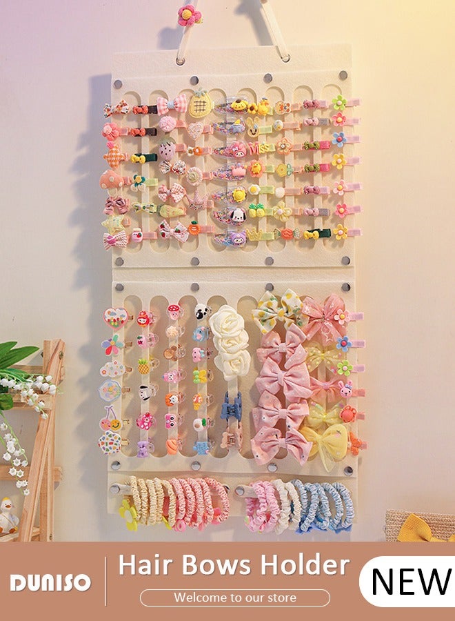 DUNISO Wall Hanging Hair Bows Holder for Baby Girl, Hair Clips Storage Hanger For Ribbons, Hair Bows Organizer, Baby Accessory Display, Baby Hair Clip Storage Display Sturdy Stand for Wall, Door, Closet, Large Pink - Image 1