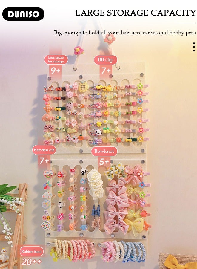 DUNISO Wall Hanging Hair Bows Holder for Baby Girl, Hair Clips Storage Hanger For Ribbons, Hair Bows Organizer, Baby Accessory Display, Baby Hair Clip Storage Display Sturdy Stand for Wall, Door, Closet, Large Pink - Image 3