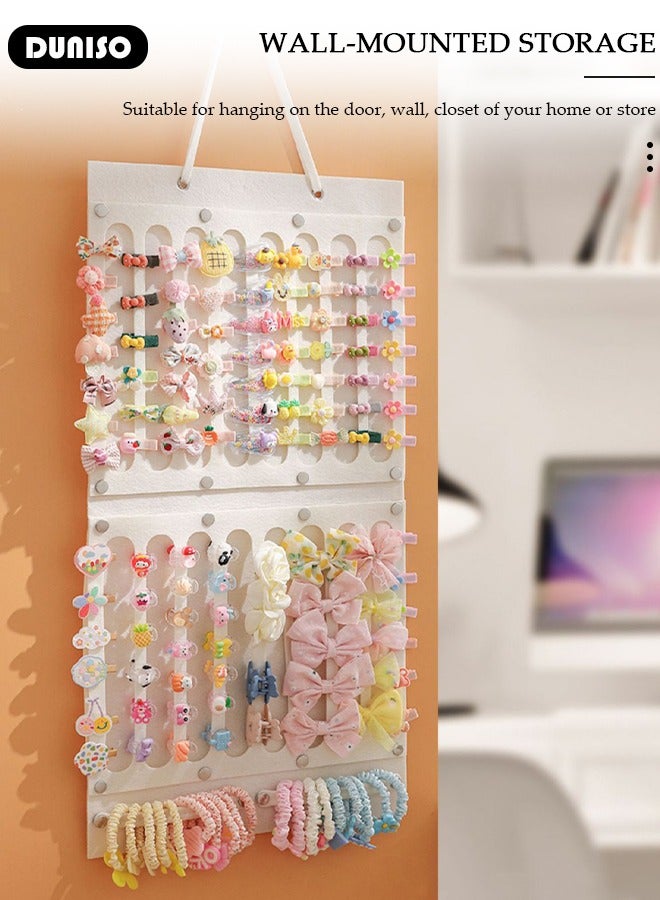 DUNISO Wall Hanging Hair Bows Holder for Baby Girl, Hair Clips Storage Hanger For Ribbons, Hair Bows Organizer, Baby Accessory Display, Baby Hair Clip Storage Display Sturdy Stand for Wall, Door, Closet, Large Pink - Image 5