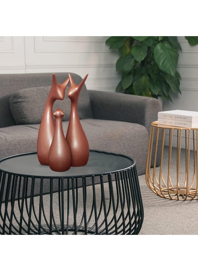 Xtore Lavish Bronze Home Decor Lucky Deer Family Ceramic Figurine (Set of 3, Bronze Matte) - Image 5