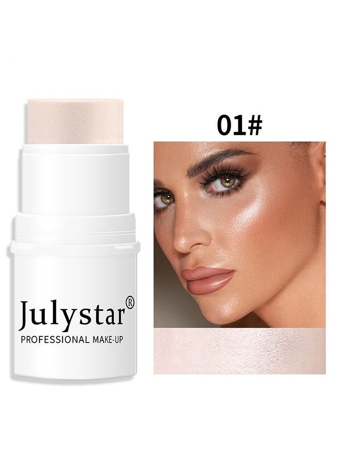 Julystar - Highlighter Makeup Stick - Highlights Light Face Glow - Shimmer Cream Powder Waterproof Long-lasting Face Highlight Makeup for Daily Wear 3D Wonder Stick - Image 1