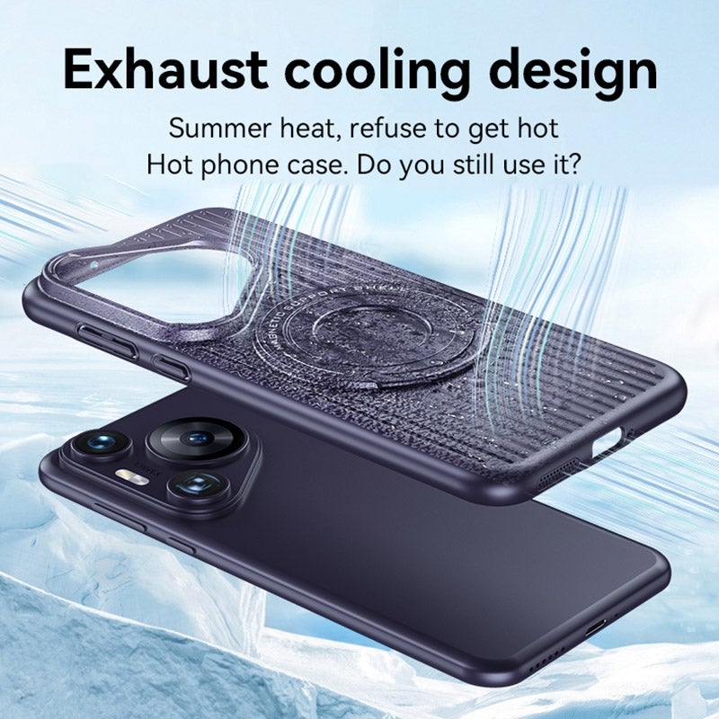 HuHa Case Cover For Huawei Mate 60 Pro Cooling MagSafe Magnetic Ring Holder PC Phone Case(Black) - Image 4