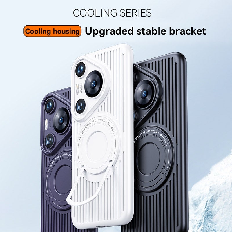 HuHa Case Cover For Huawei Mate 60 Pro Cooling MagSafe Magnetic Ring Holder PC Phone Case(Black) - Image 3