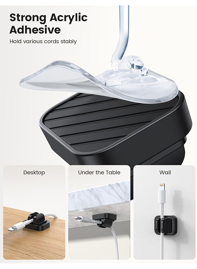 erorex 5Pack Cable Spring Holder Clips Cord Organizer For Desk Adjustable Clip Wire Organizer Phone Usb Charger Holder Management Wall Car Desktop Nightstand - Image 3