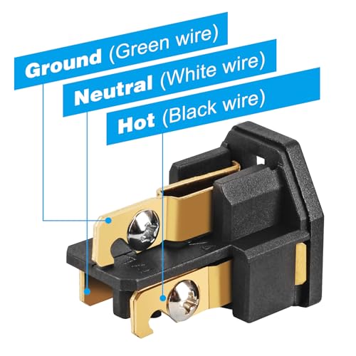 TENINYU 2-Pole, 3 Wire Grounding Plug Female Extension Cord Straight Blade Plug Replacement Electrical Connector End, 15A 125V Black,3Pack (Female) - Image 4