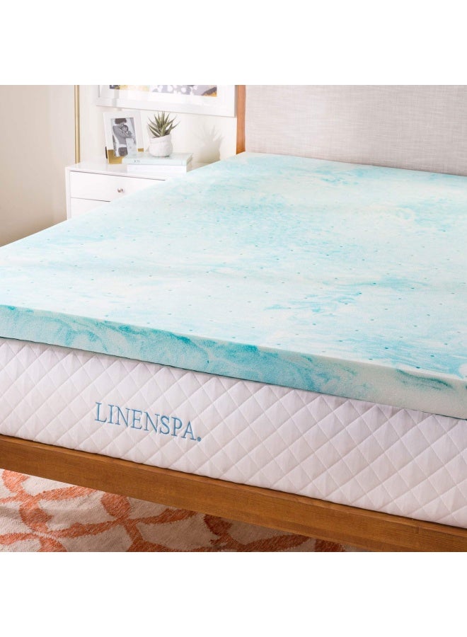 Linenspa 3 Inch Gel Swirl Memory Foam Mattress Topper Cooling Gel Infused Pressure Relieving Bed Topper Mattress Pad CertiPUR Certified Queen Size - Image 2