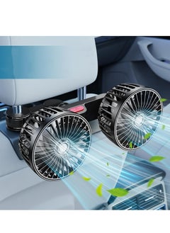 جوي لينك مروحة سيارة للمقعد الخلفي، مروحة مسند رأس مزدوجة الرأس لمقعد السيارة تعمل ب USB، 3 سرعات ومروحة نافذة سيارة قابلة للدوران 360 درجة، مروحة تدوير هواء قوية مع حامل قابل للتعديل لجميع السيارات  - Image 1